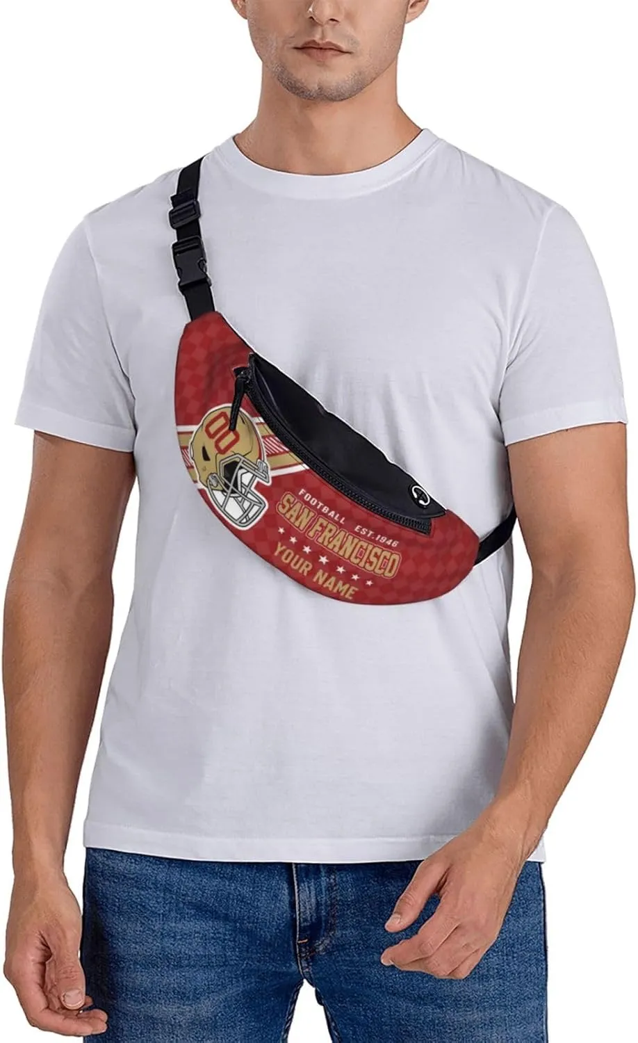 San Francisco Waist Bag Adjustable Football Belt Bag Personalized Custom Fanny Pack Sports Hiking Running Belt Waist Pack for Women Men Fans Gifts