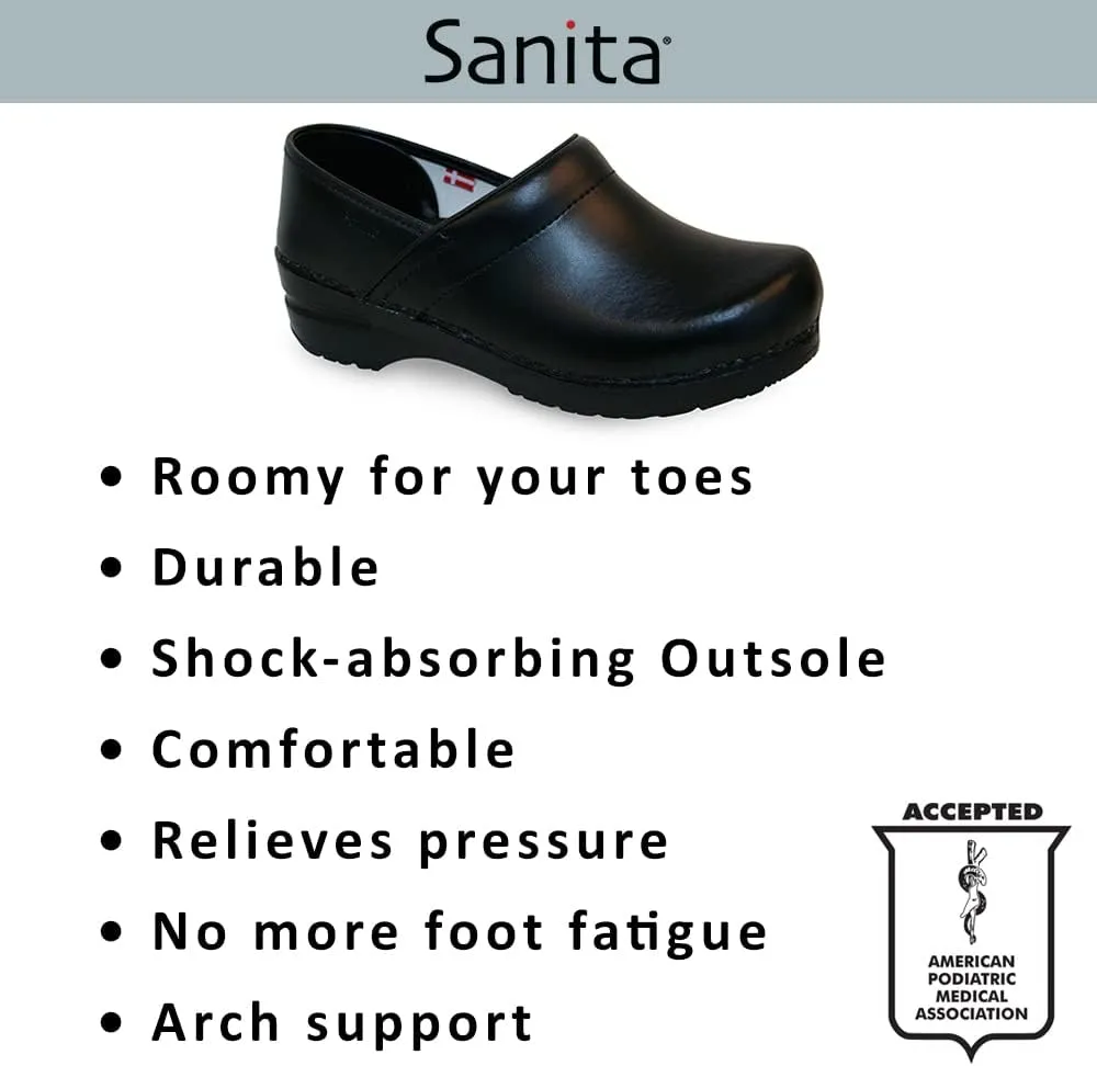Sanita Aubrey PU-Coated Leather Professional Women's Clog - ASTM-Certified Slip-Resistant, APMA-Approved, Closed-Back, Polyurethane Outsole Slip On Shoes