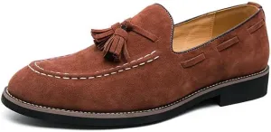 Santimon Men's Vintage Loafers for Men Tassel Loafers Slip-on Moccasin Loafer Casual Suede Leather Driving Loafers