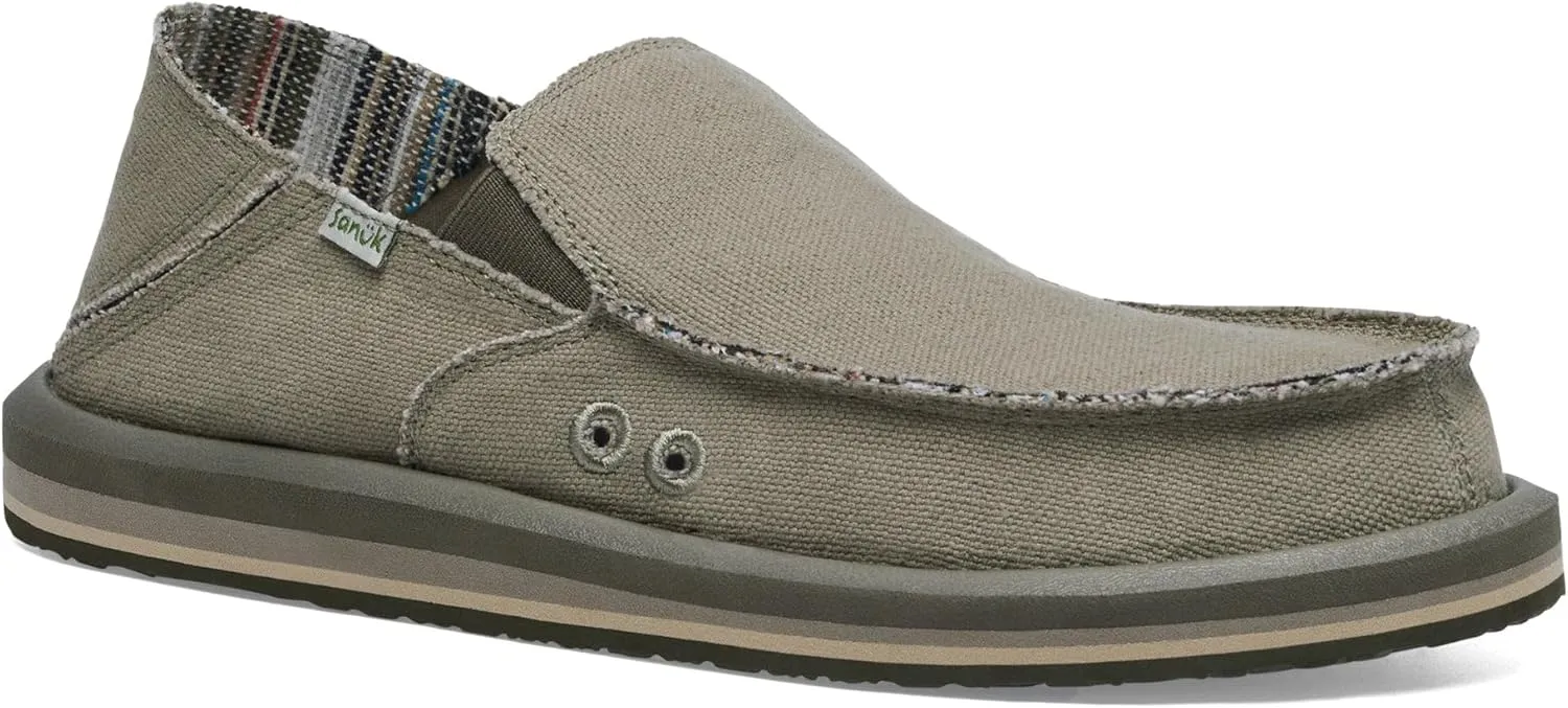 Sanuk Mens Donny Hemp Loafers | Mens Shoes | Slip On Shoes for Men | Men's Slip-on Loafers | Memory Foam Footbed