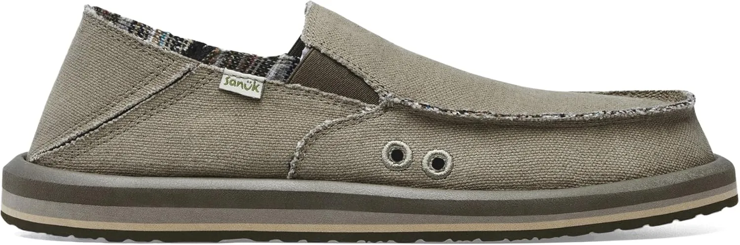 Sanuk Mens Donny Hemp Loafers | Mens Shoes | Slip On Shoes for Men | Men's Slip-on Loafers | Memory Foam Footbed