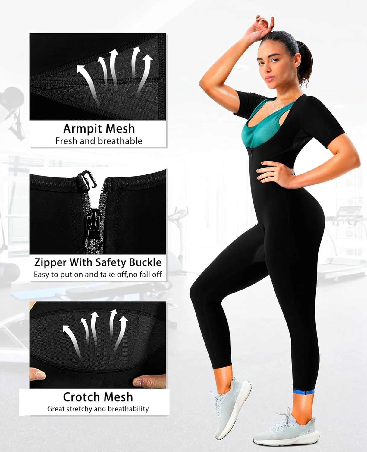 Sauna Suit for Women Weight Loss Sweat Jumpsuit Waist Trainers for Female Belly Fat