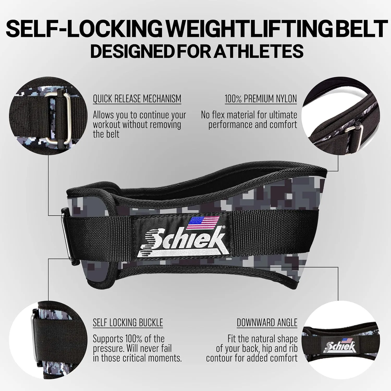 Schiek Sports Model 2004 Nylon 4 3/4" Weight Lifting Belt - Navy