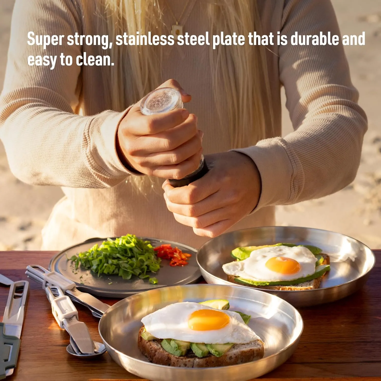 Sea to Summit Detour Stainless Steel Camp Plate, Moonstruck Grey