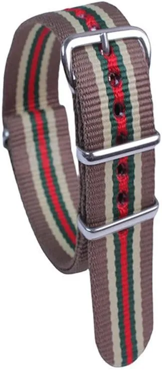 Seamless nylon watch strap polished silver buckle watch strap trendy sports watch strap