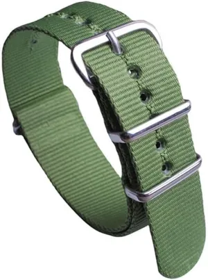Seamless nylon watch strap polished silver buckle watch strap trendy sports watch strap