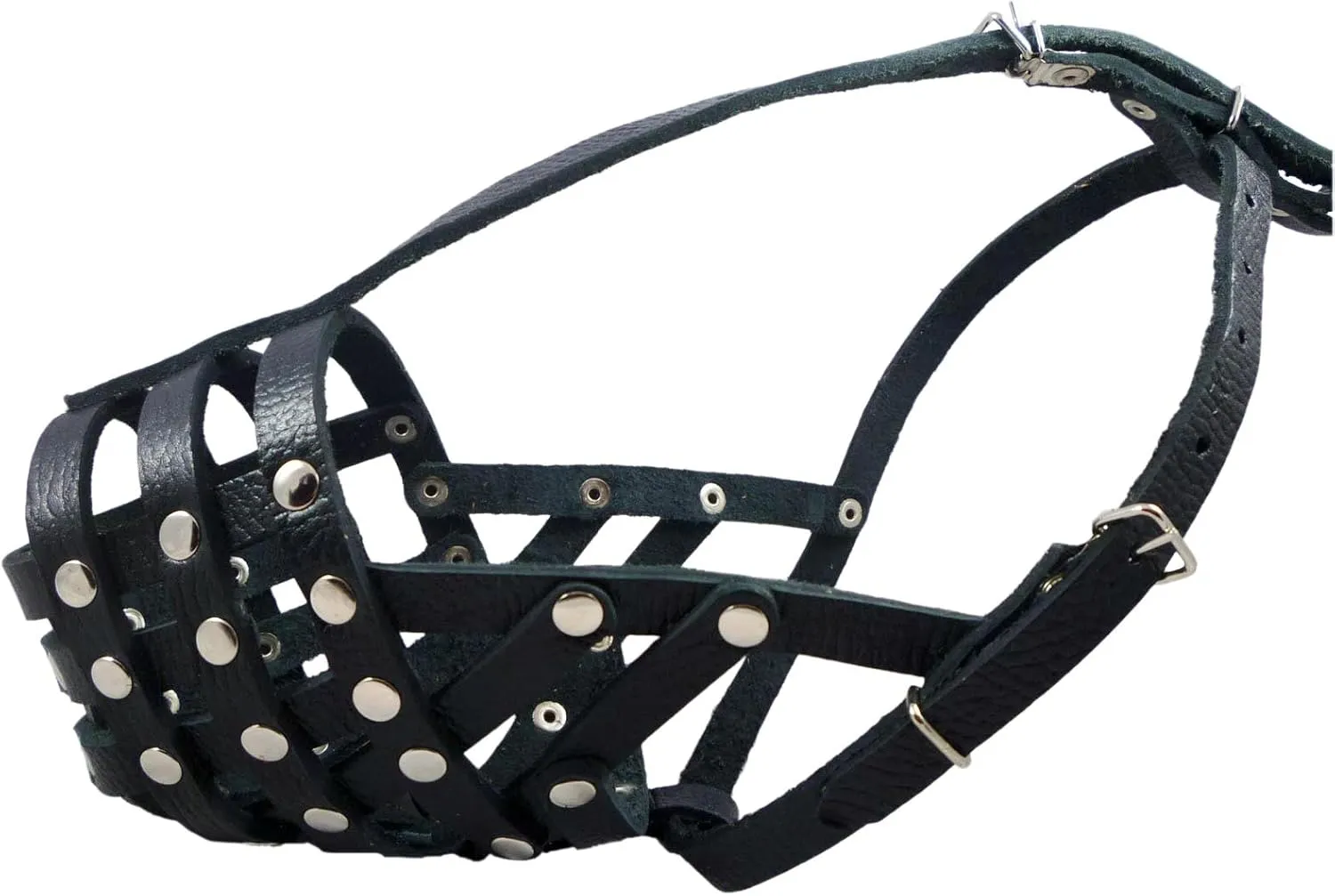Secure Leather Mesh Dog Basket Dog Muzzle #11 Black - Pit Bull, Amstaff (Circumference 12", Snout Length 3.5")