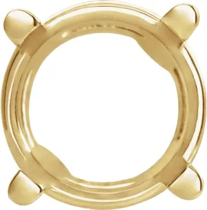 Semi-Polished 14k Yellow Gold 4.5mm Round Shape Basket Solitaire Slide Pendant Fine Jewelry for Women Gifts for Her (5.87x5.87mm, Mounting Only, Not All Stones Included)