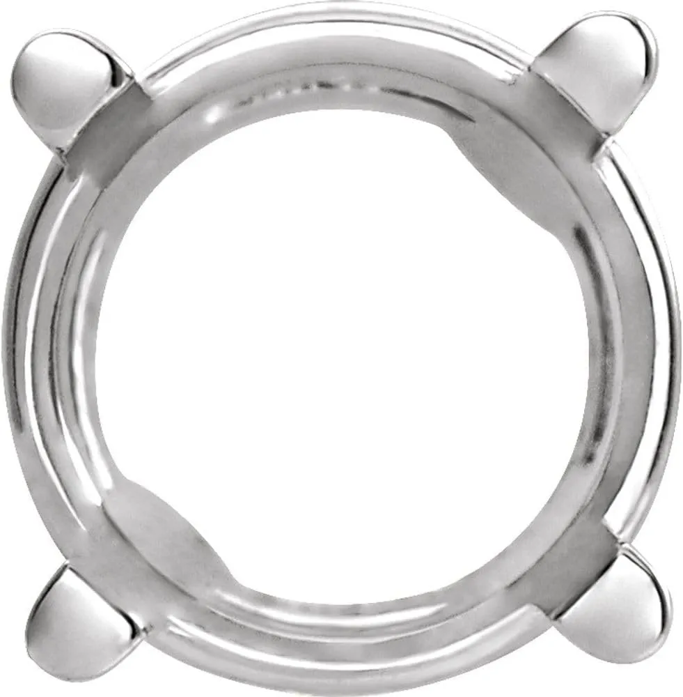 Semi-Polished 18k White Gold 4mm Round Shape Basket Solitaire Slide Pendant for Approximately 1/4 cttw Fine Jewelry for Women Gifts for Her (5.2x5.2mm, Mounting Only, Not All Stones Included)