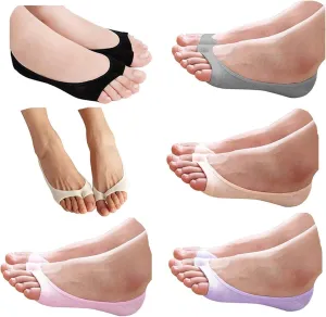seven wolves Womens Peep Toe Socks 6 Pairs, Toeless Cotton No Show Socks Non Slip Shoe Liner