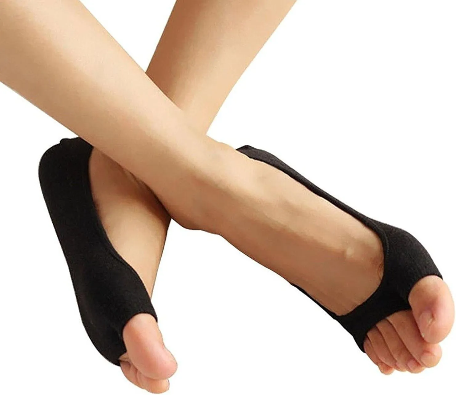 seven wolves Womens Peep Toe Socks 6 Pairs, Toeless Cotton No Show Socks Non Slip Shoe Liner