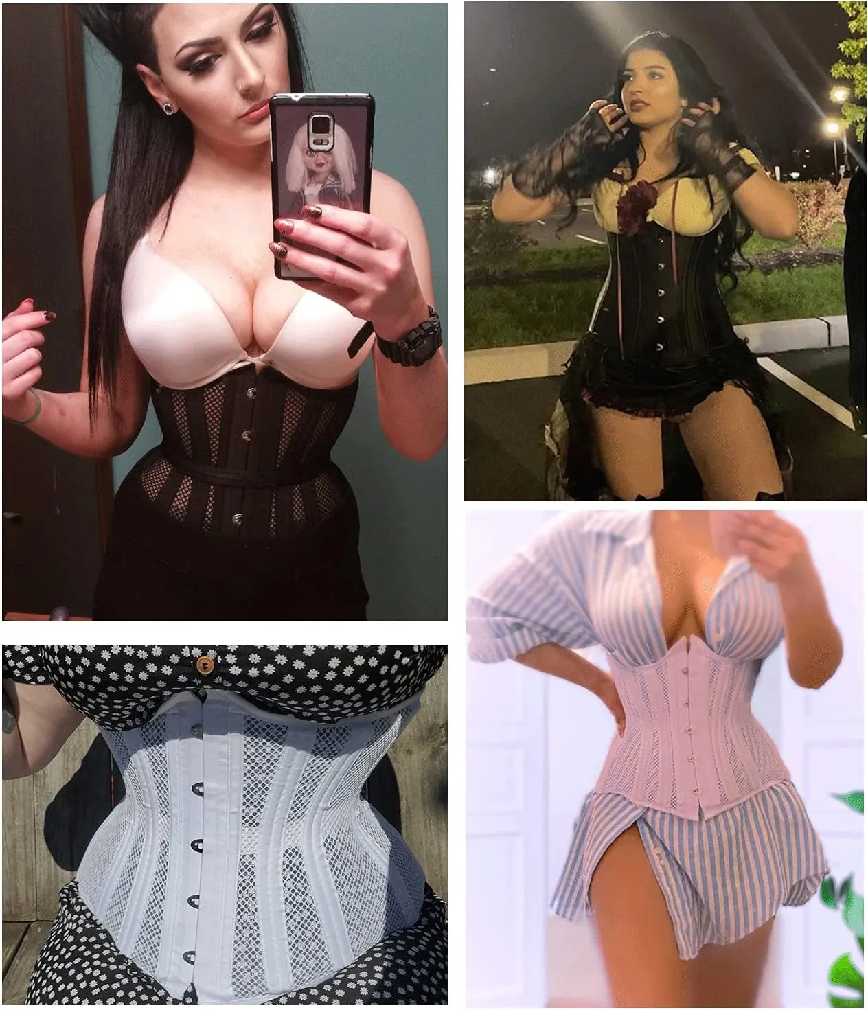 SHAPERX Women 24 Double Steel-Boned Longline Heavy Duty Waist Training Corsets Shaper