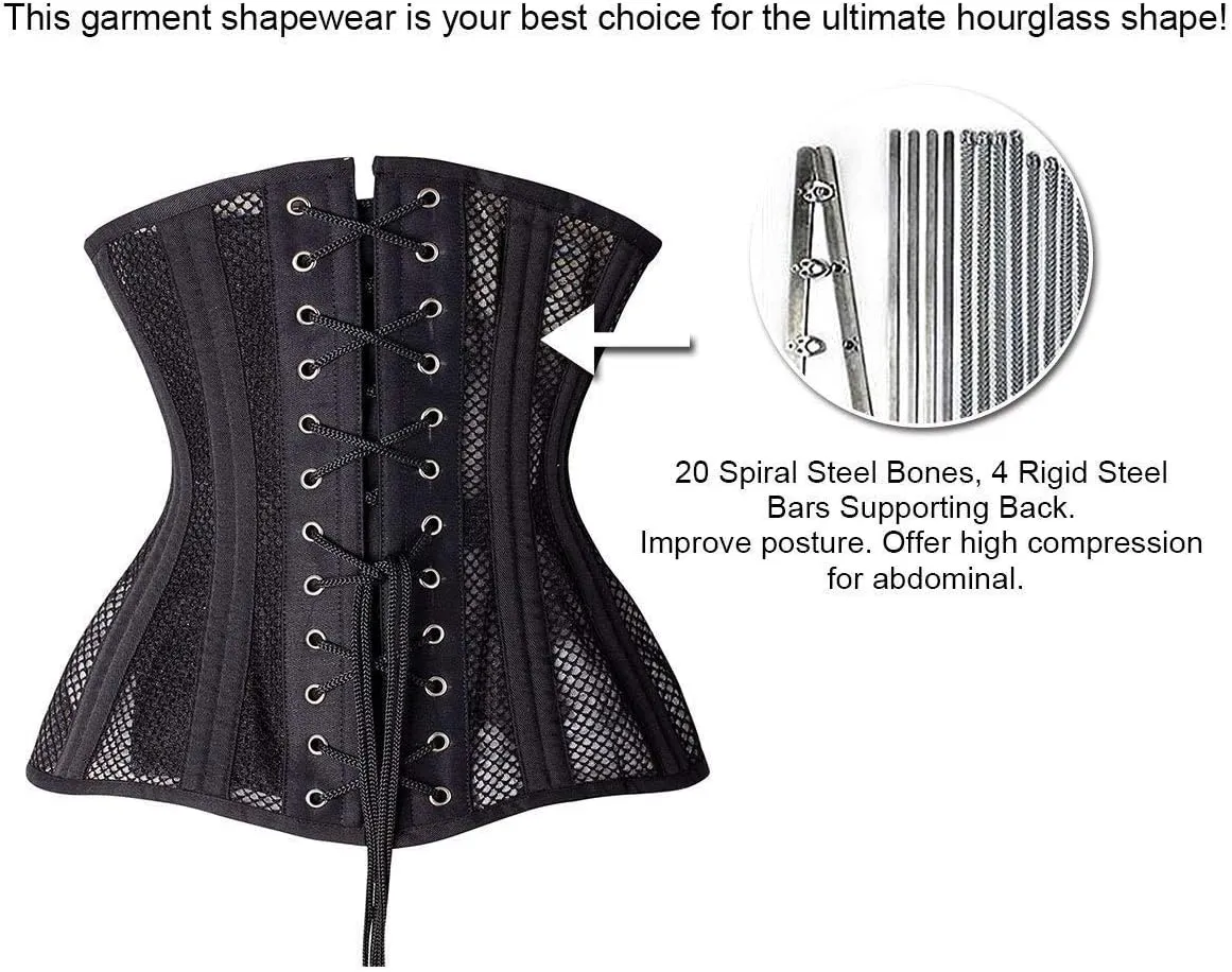 SHAPERX Women 24 Double Steel-Boned Longline Heavy Duty Waist Training Corsets Shaper