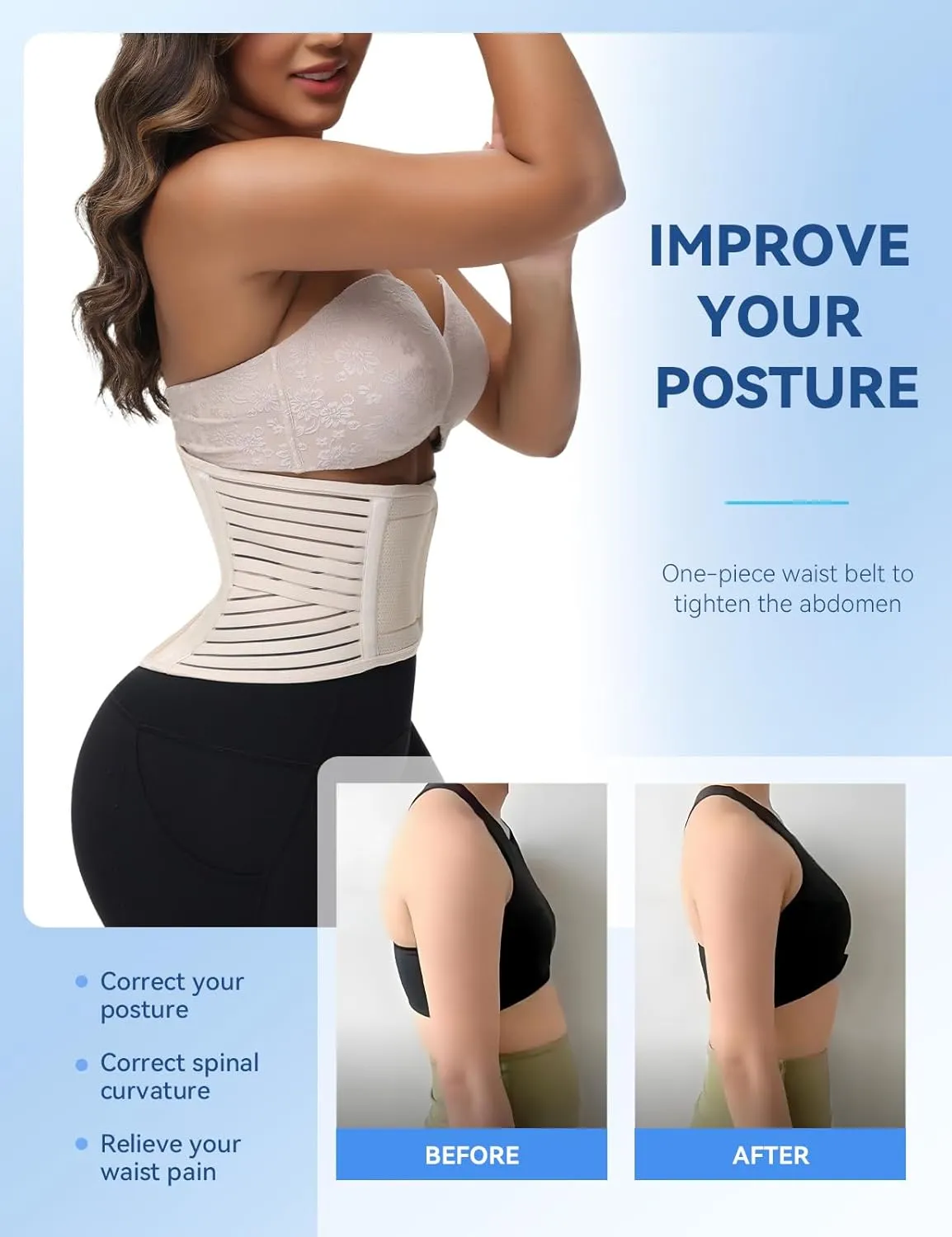 SHAPSHE Back Support Belt Waist Trainer for Women Lower Back Pain Postpartum Recovery Workout Body Shaper for Women/Men