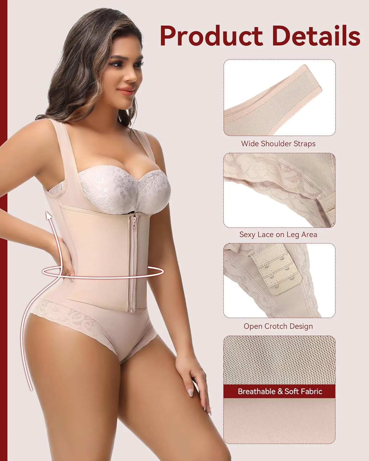 SHAPSHE Fajas Colombianas Moldeadoras Shapewear for Women Tummy Control Waist Trainer Body Shaper Open Bust Girdle