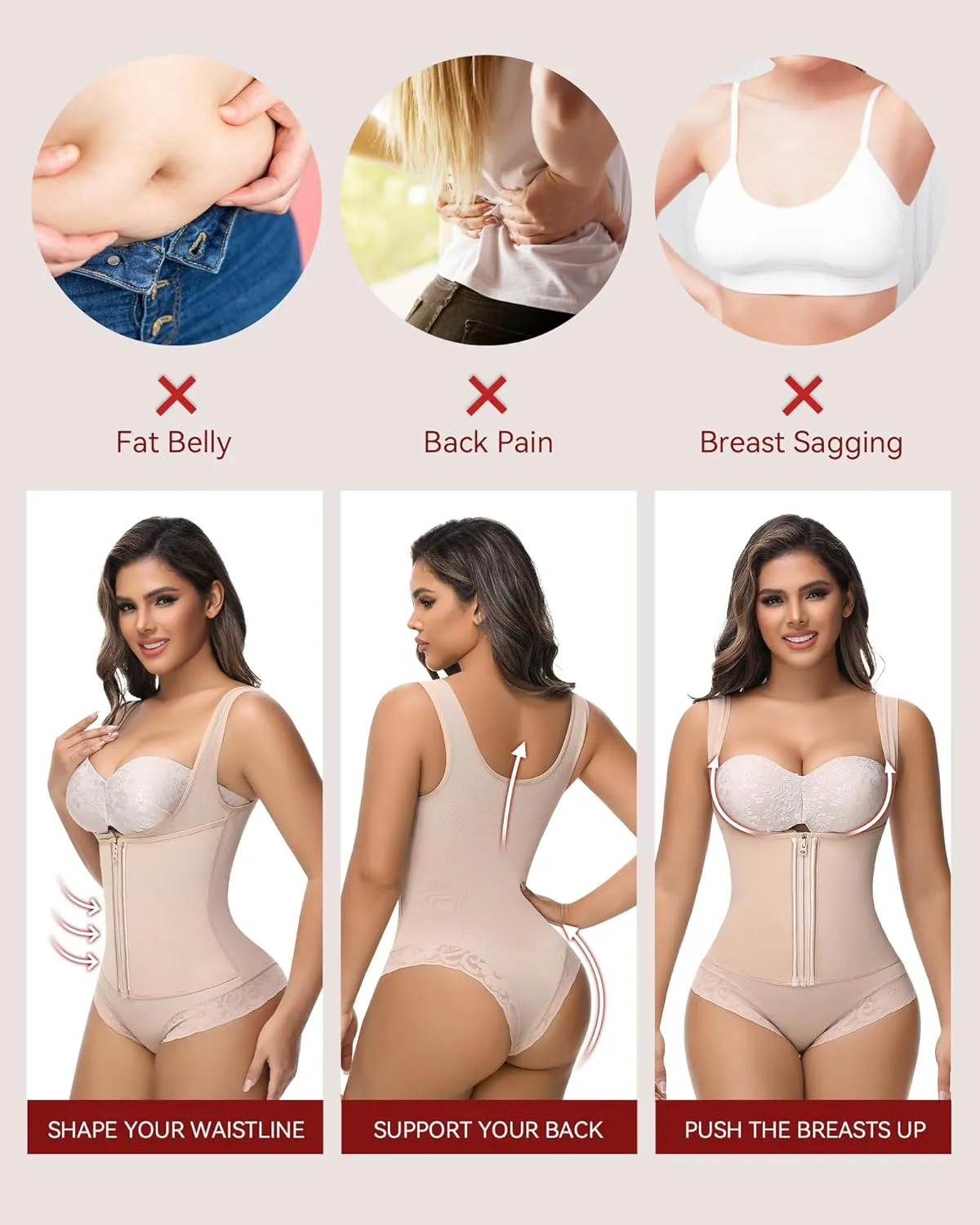 SHAPSHE Fajas Colombianas Moldeadoras Shapewear for Women Tummy Control Waist Trainer Body Shaper Open Bust Girdle