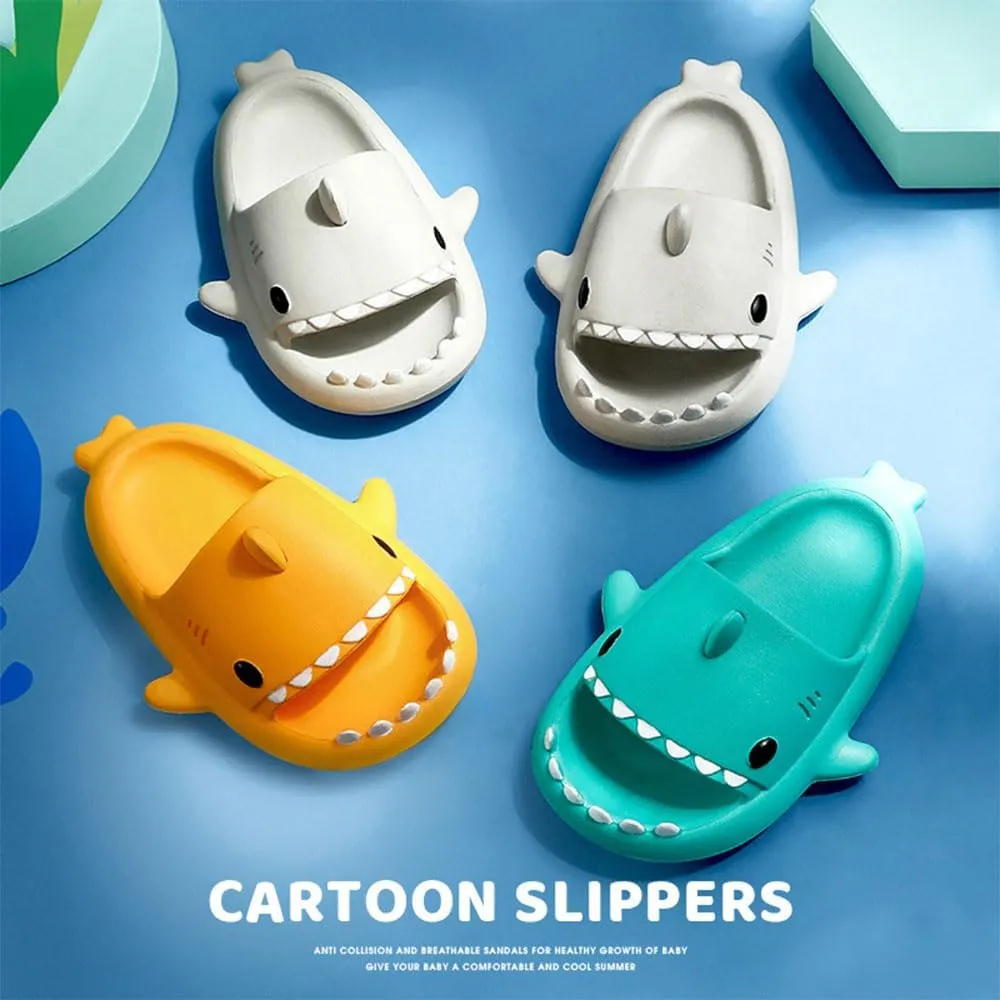 Sharky Slippers Children's Flip-Flops, Thick Soft Soled Shark Sliders, Sharklas Children Sandals for Summer Beach Bathing