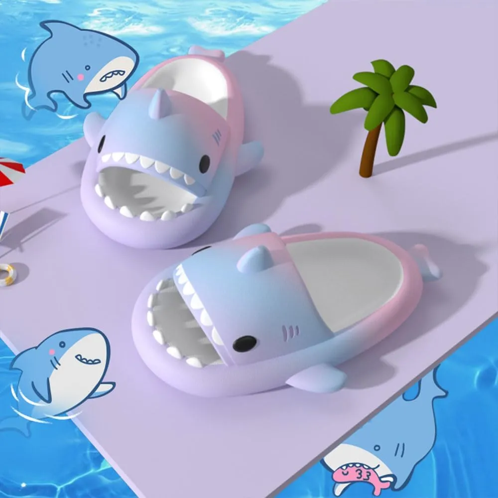 Sharky Slippers Children's Flip-Flops, Thick Soft Soled Shark Sliders, Sharklas Children Sandals for Summer Beach Bathing