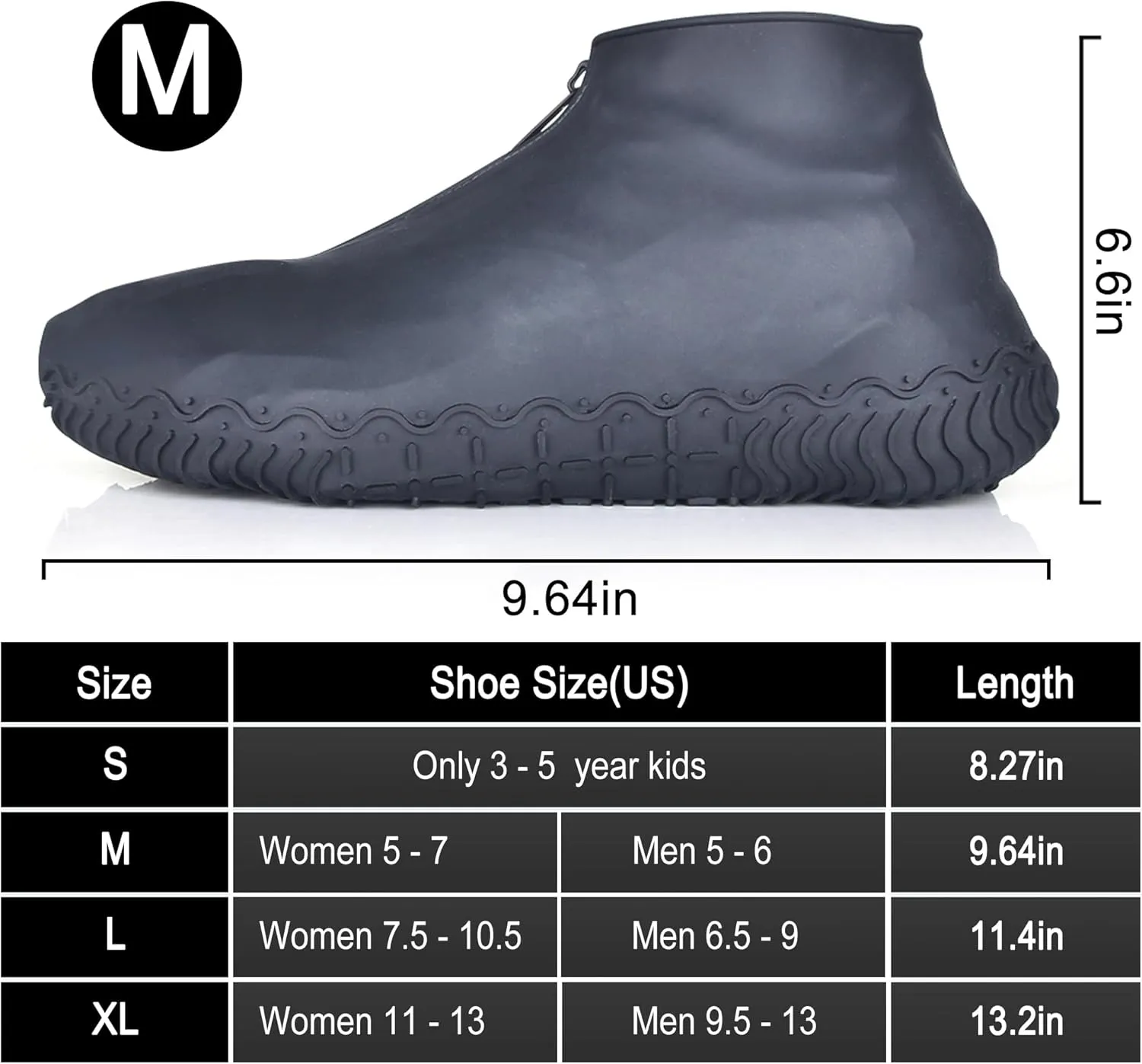 Shoe Covers Waterproof Reusable Foldable Not-Slip Rain Shoe Covers with Zipper,Shoe Protectors Overshoes Rain Galoshes for Kids Men and Women