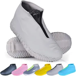Shoe Covers Waterproof Reusable Foldable Not-Slip Rain Shoe Covers with Zipper,Shoe Protectors Overshoes Rain Galoshes for Kids Men and Women