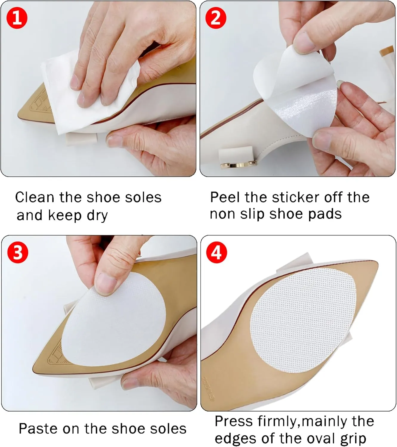 Shoe Grips on Bottom of Shoes,Non-Slip Shoe Pads & Grips - Self-Adhesive Sole Protectors for Shoes and Heels,Sole Guard to Protect & Restore Shoe Soles（3.5"x2.5",Clear 10Pcs