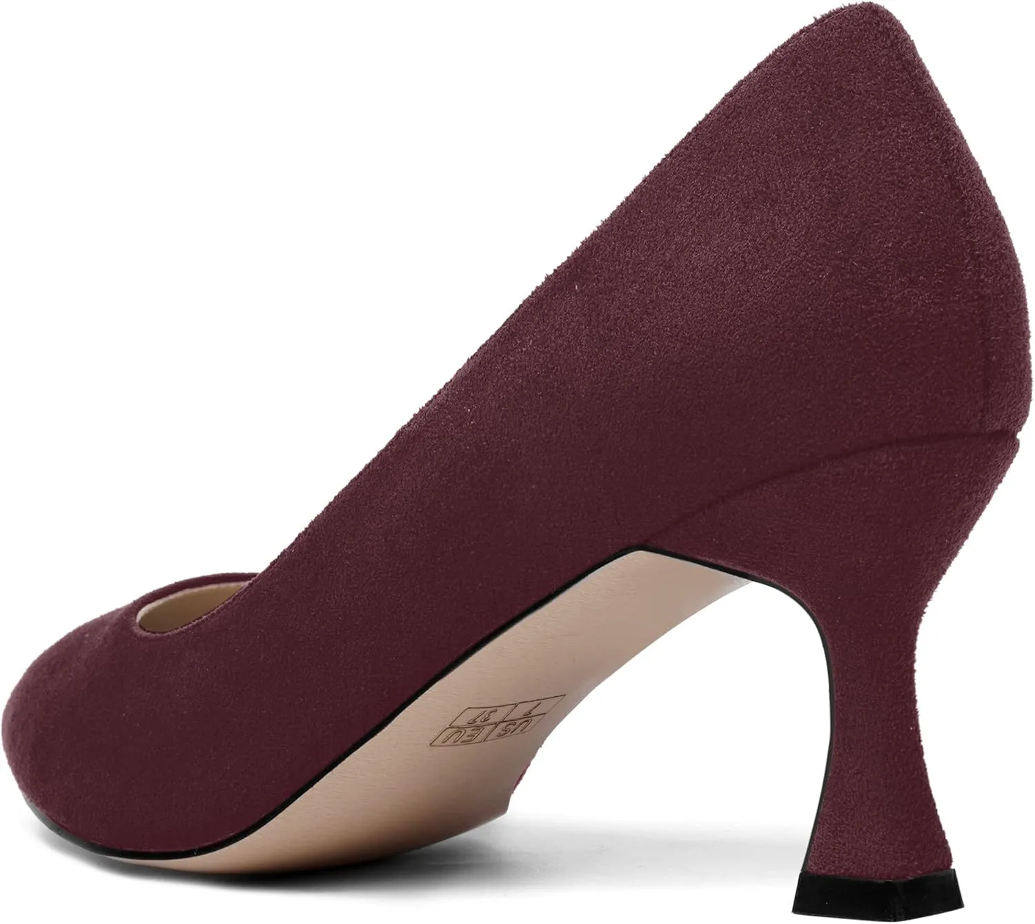 SHOWFOREST Womens Dress Pointed Toe Slip On Suede Wedding Stiletto Mid Heel Pumps Shoes 2.5 Inch