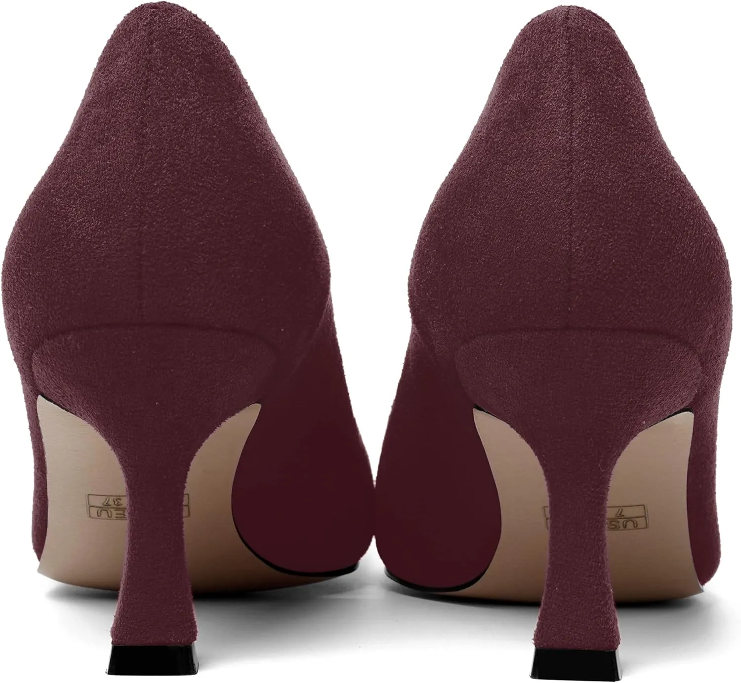 SHOWFOREST Womens Dress Pointed Toe Slip On Suede Wedding Stiletto Mid Heel Pumps Shoes 2.5 Inch