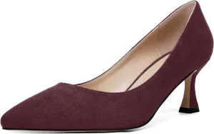 SHOWFOREST Womens Dress Pointed Toe Slip On Suede Wedding Stiletto Mid Heel Pumps Shoes 2.5 Inch