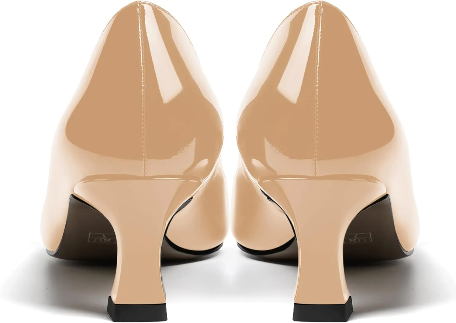 SHOWFOREST Women's Patent Dress Solid Pointed Toe Slip On Bridal Kitten Low Heel Pumps Shoes 2 Inch