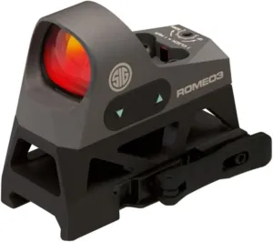 Sig Sauer ROMEO3 1X25mm Tactical Hunting Shooting Durable Compact Waterproof Fogproof Illuminated 3 MOA Red Dot Reticle Gun Reflex Sight | Picatinny Low & QD1.41 Riser Mount Included