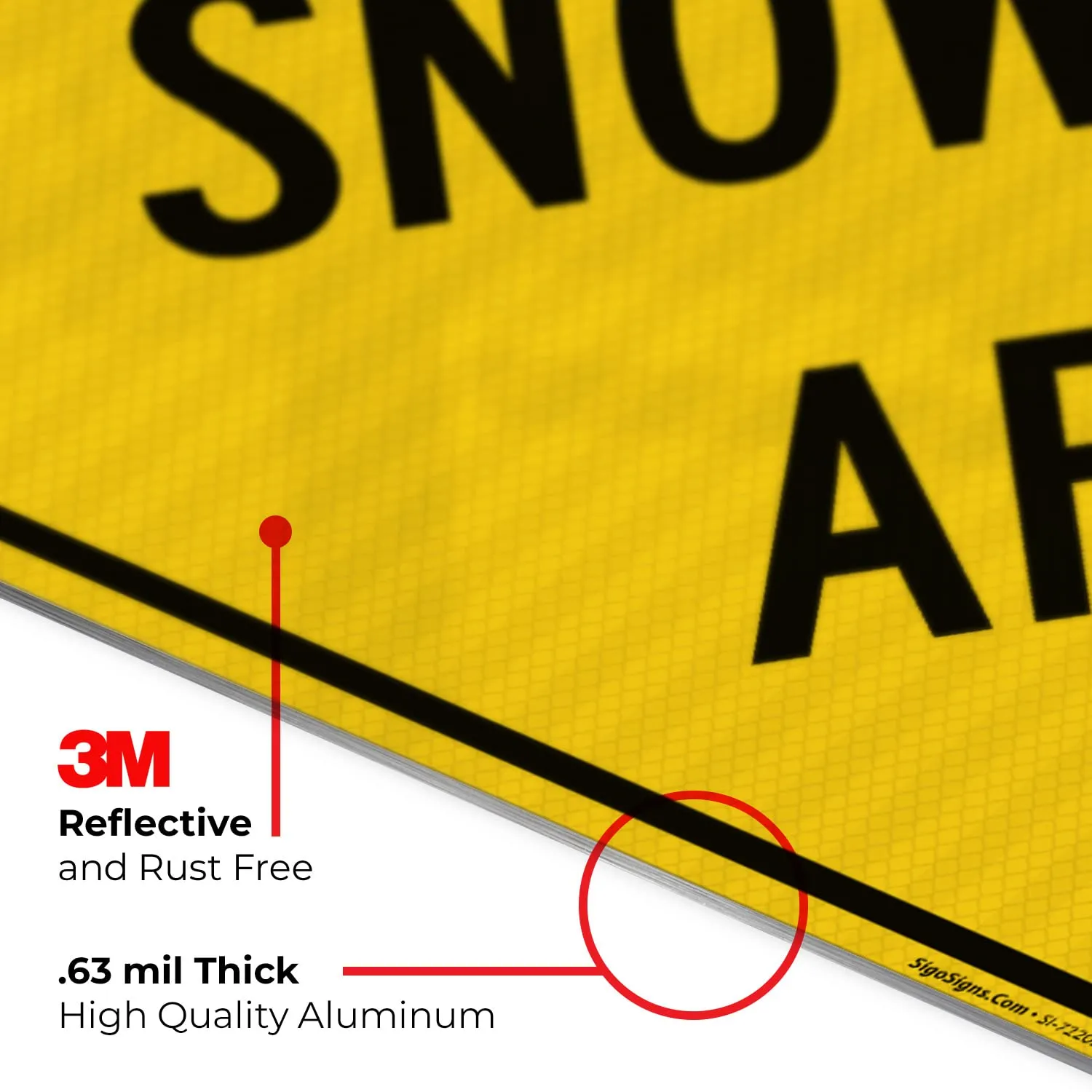 Sigo Signs, Snow Slide Area Sign, 24x24 Inches, 3M AEGP Reflective.063 Aluminum, Fade Resistant, Made in USA