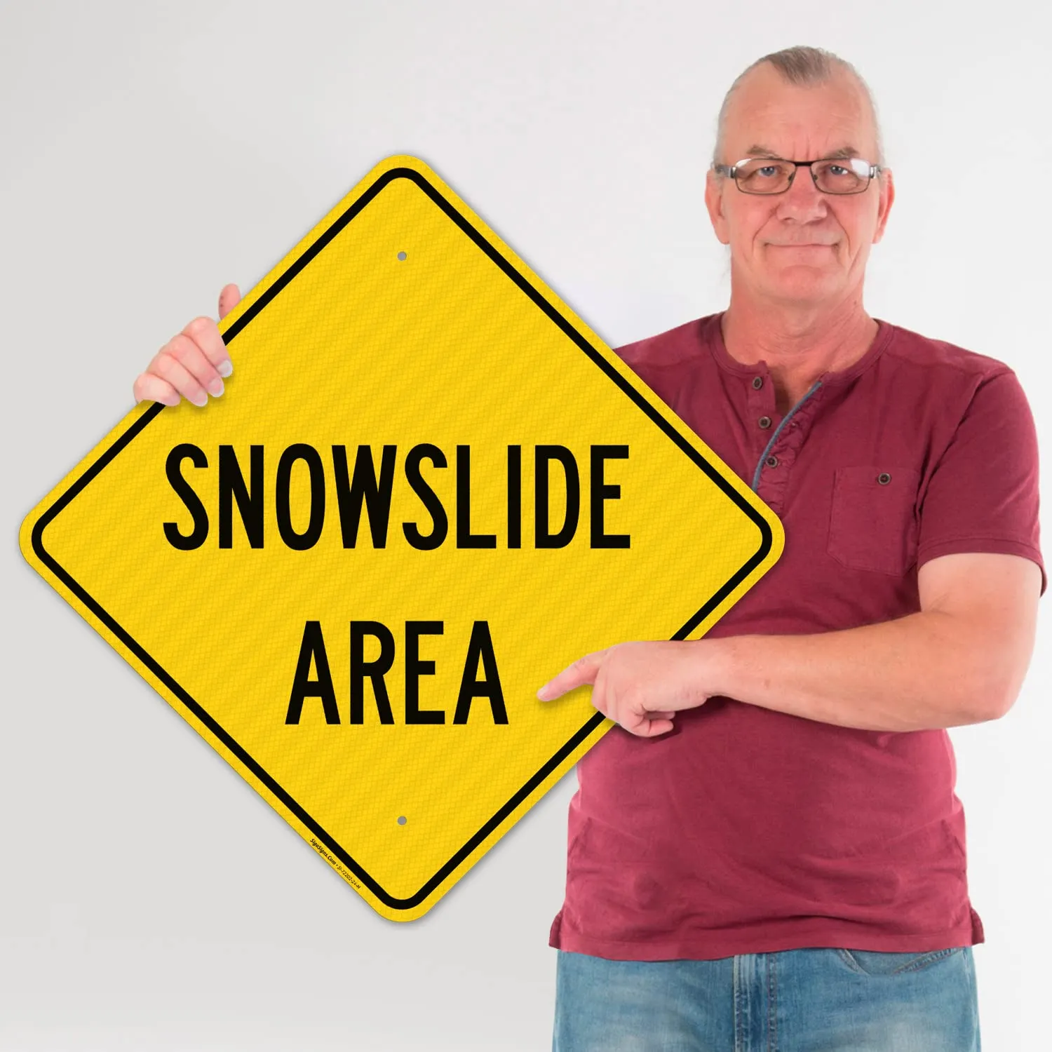 Sigo Signs, Snow Slide Area Sign, 24x24 Inches, 3M AEGP Reflective.063 Aluminum, Fade Resistant, Made in USA