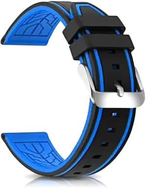 Silicone Watch Bands Divers Model Replacement Rubber Watch Strap 20mm 22mm 24mm 26mm Waterproof Line Bicolor Silver Buckle for Men and Women Sport
