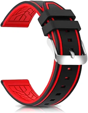 Silicone Watch Bands Divers Model Replacement Rubber Watch Strap 20mm 22mm 24mm 26mm Waterproof Line Bicolor Silver Buckle for Men and Women Sport