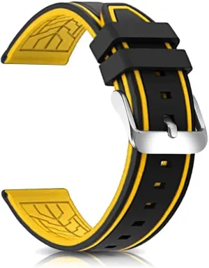 Silicone Watch Bands Divers Model Replacement Rubber Watch Strap 20mm 22mm 24mm 26mm Waterproof Line Bicolor Silver Buckle for Men and Women Sport