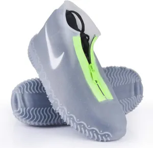 Silicone Waterproof Shoe Covers, Upgrade Reusable Overshoes with Zipper, Resistant Rain Boots Non-Slip Washable Protection for Women, Men (M (Women 5-7, Men 5-6), White)