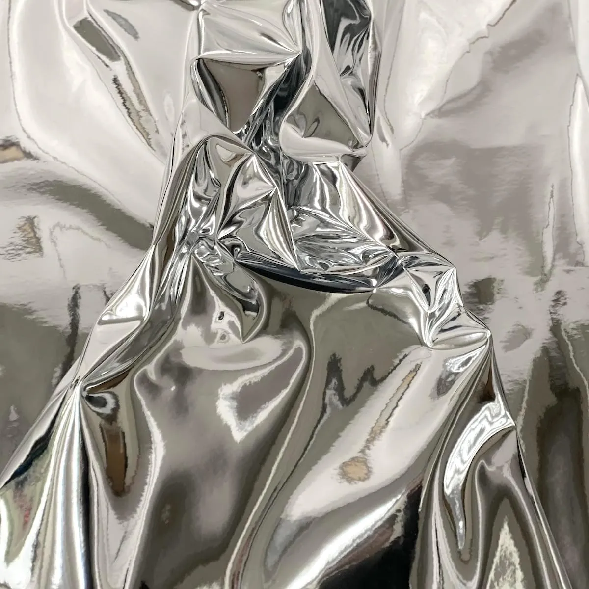 Silver Chrome Reflective Mirror Vinyl Upholstery Crafting Fabric - Sold by The Yard - 54"
