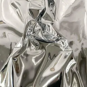 Silver Chrome Reflective Mirror Vinyl Upholstery Crafting Fabric - Sold by The Yard - 54"