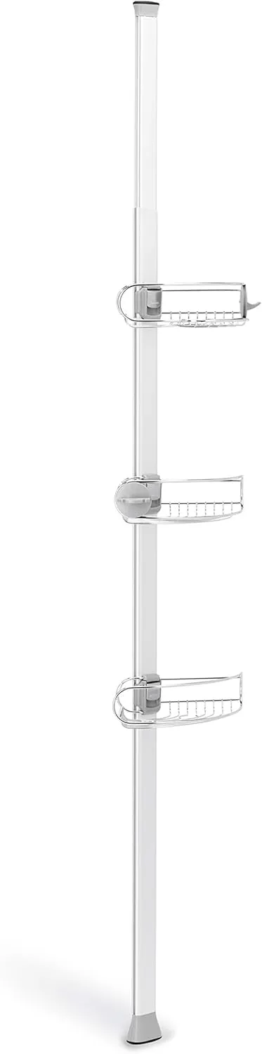 simplehuman 8' Tension Pole Shower Caddy, Stainless Steel and Anodized Aluminum
