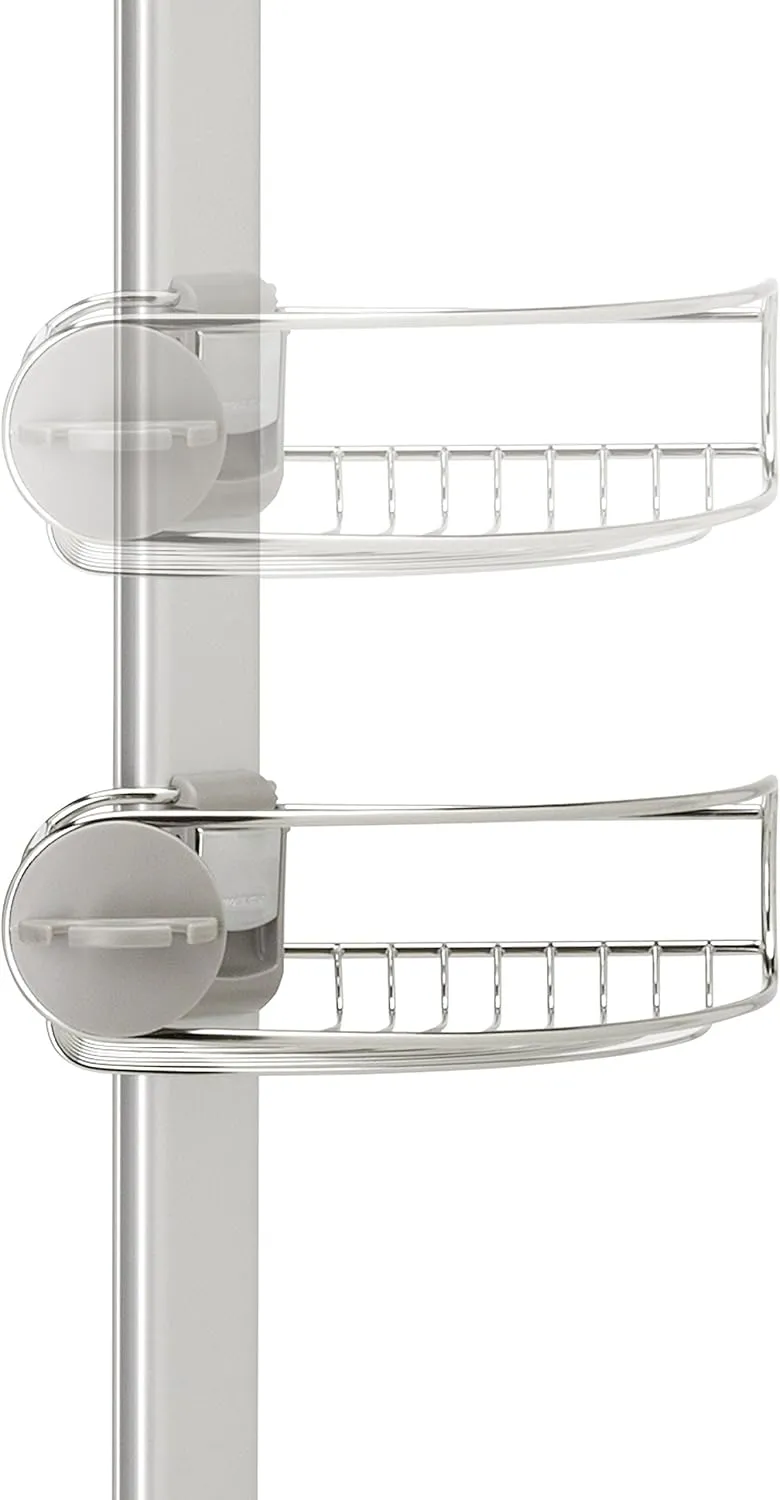 simplehuman 8' Tension Pole Shower Caddy, Stainless Steel and Anodized Aluminum
