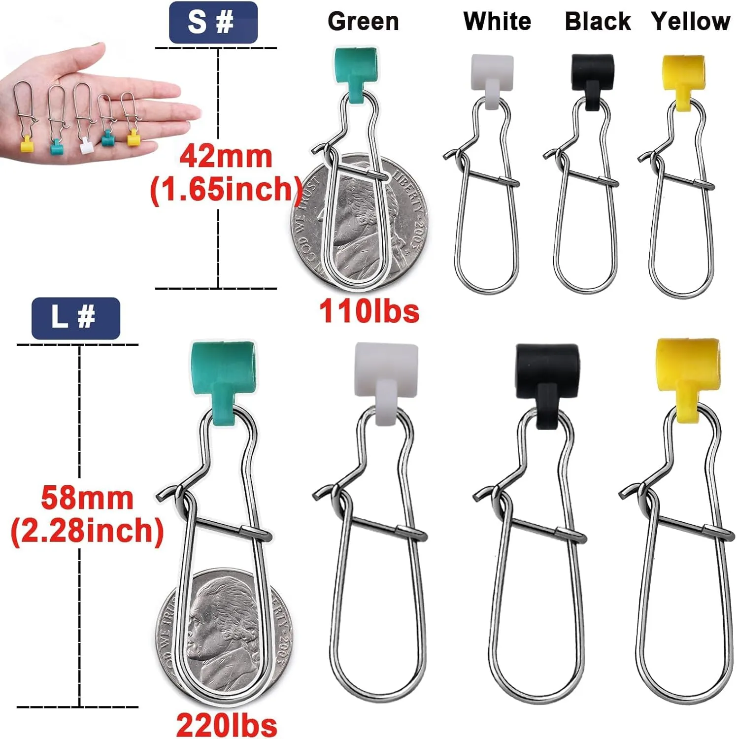 Sinker Slides for Fishing Rigs - 25/50/100pcs Duo Lock Snaps for Fishing Line Heavy Duty Weights Sinkers Saltwater Connector Accessories