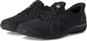 Skechers Modern Comfort Women's Women's Breathe Easy-Knitty Waves Hands Free Slip-Ins Sneaker, Black, 9