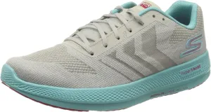 Skechers Women's Sneaker, Gray Mesh Hot Melt Aqua Hot Pink Trim, 6
