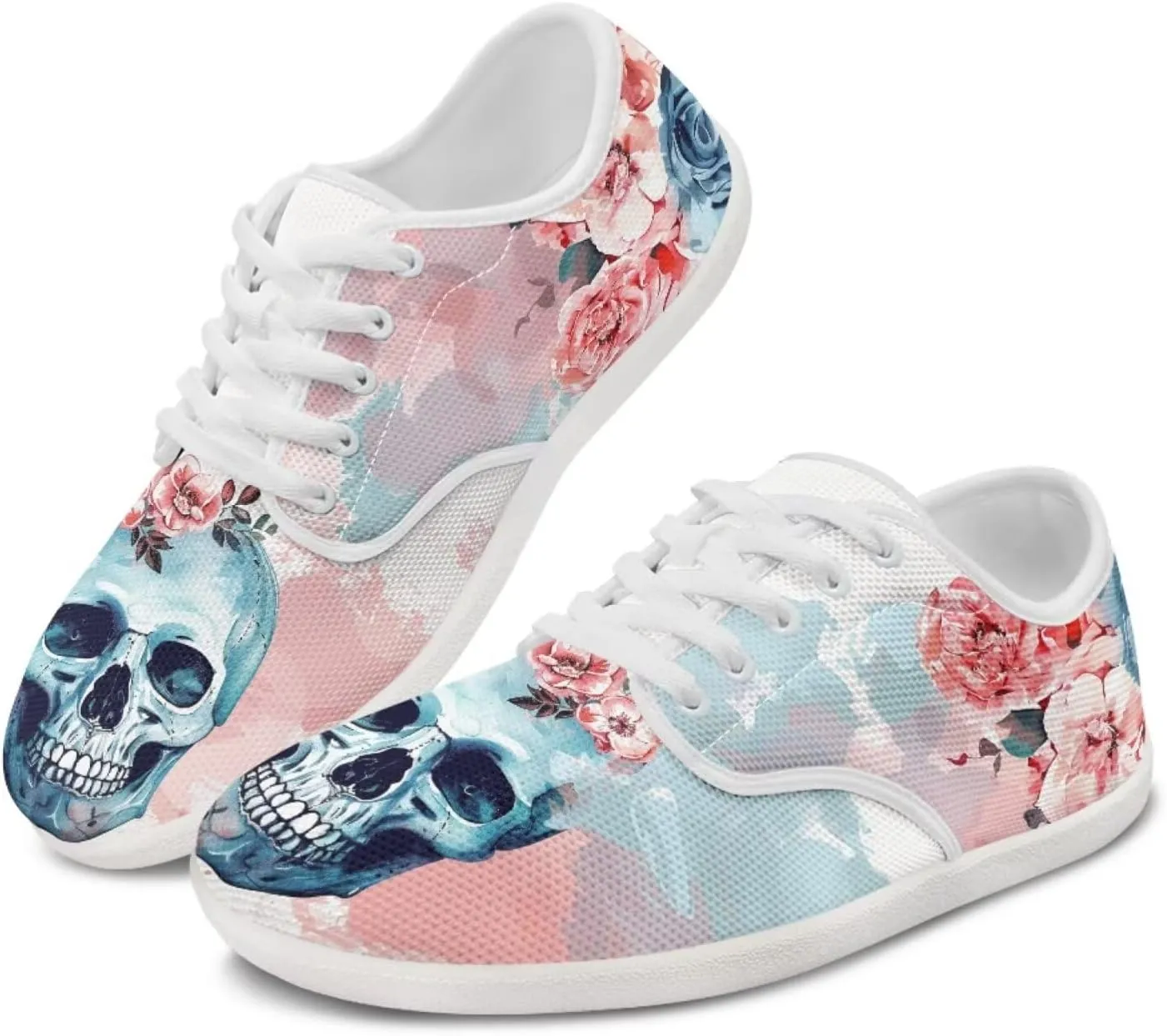 Skull Barefoot Shoes for Women Men Wide Toe Minimalist Walking Shoes Slip on Zero Drop Sole Cross-Trainer Sneakers