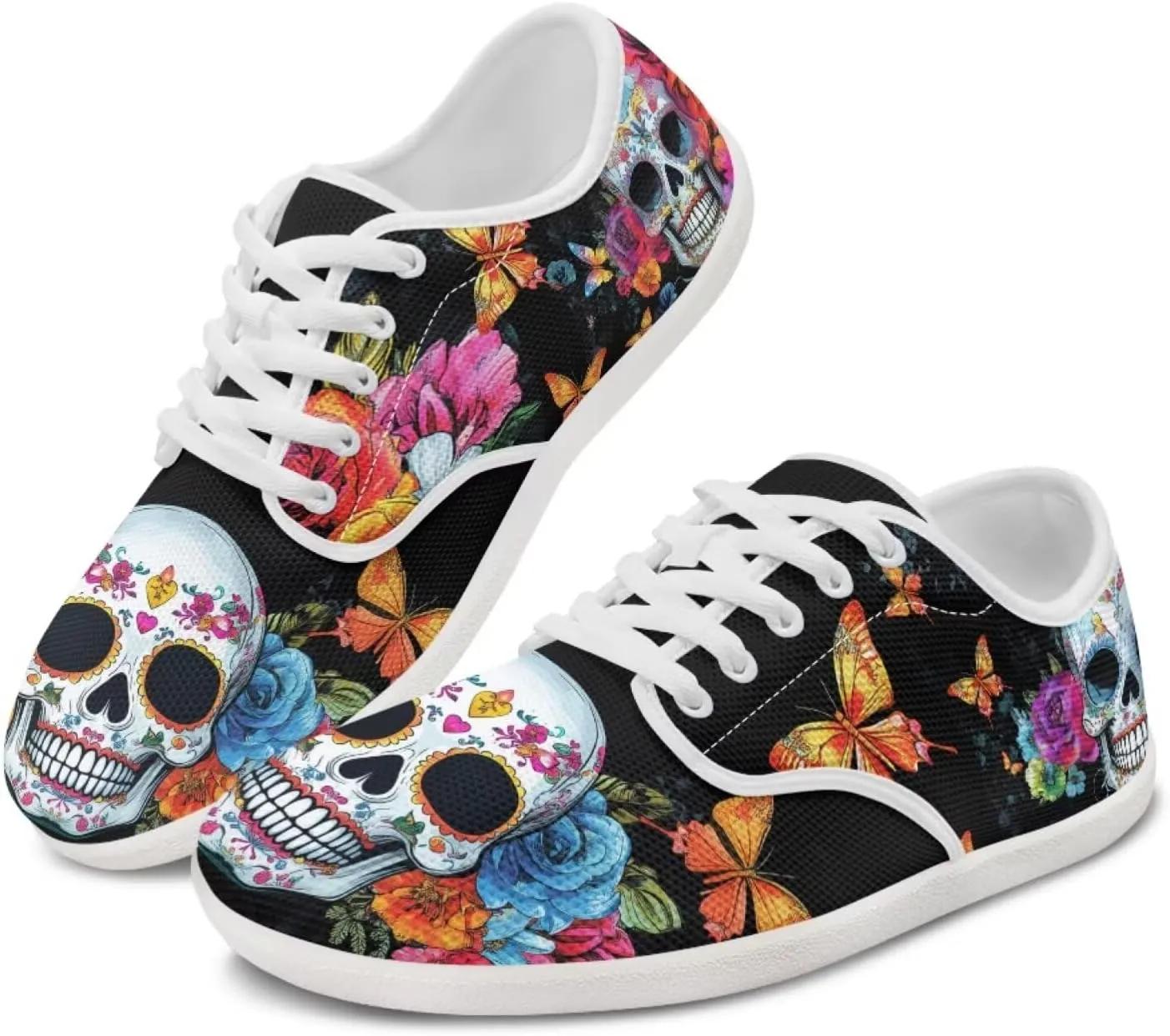 Skull Barefoot Shoes for Women Men Wide Toe Minimalist Walking Shoes Slip on Zero Drop Sole Cross-Trainer Sneakers