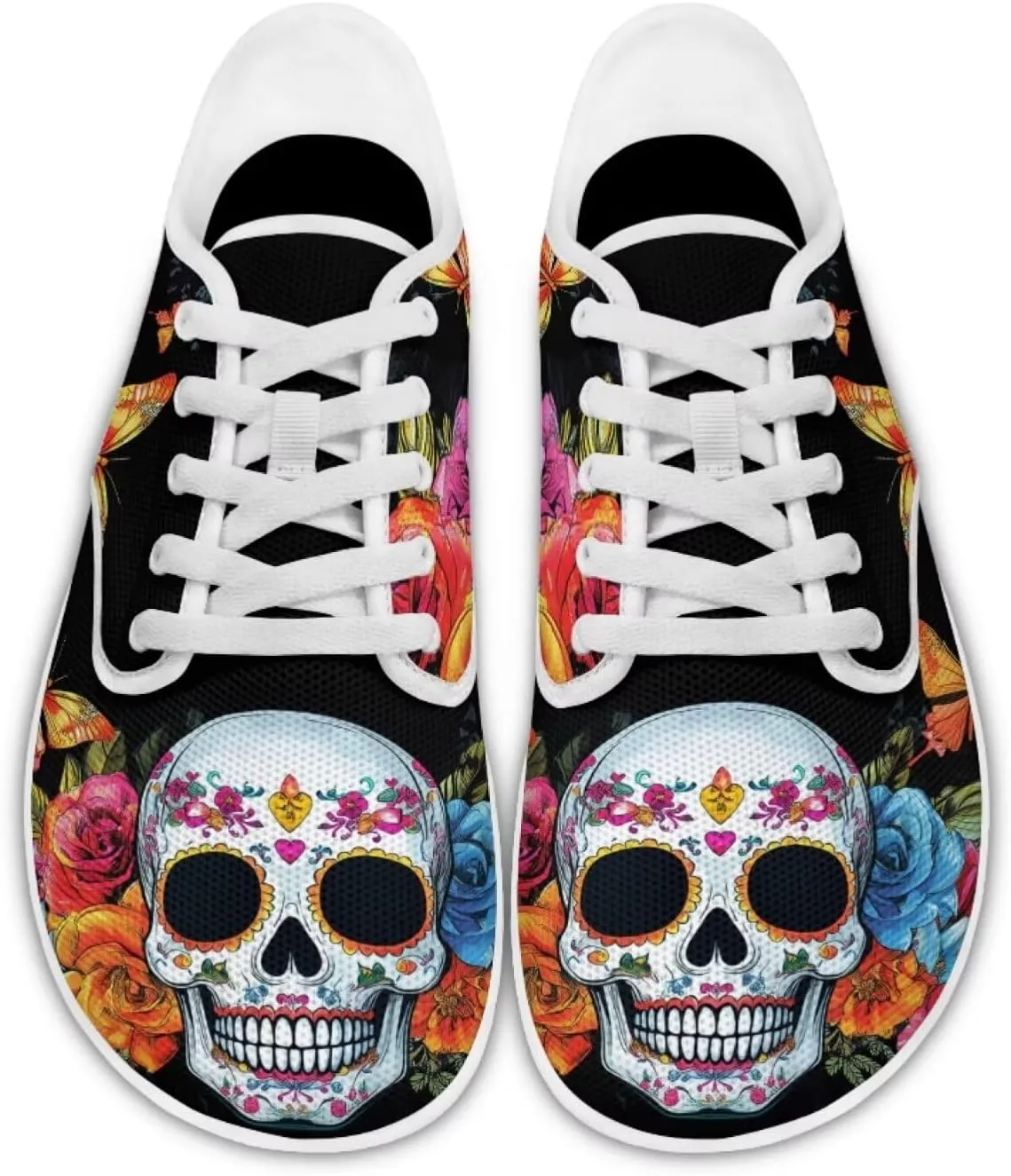 Skull Barefoot Shoes for Women Men Wide Toe Minimalist Walking Shoes Slip on Zero Drop Sole Cross-Trainer Sneakers