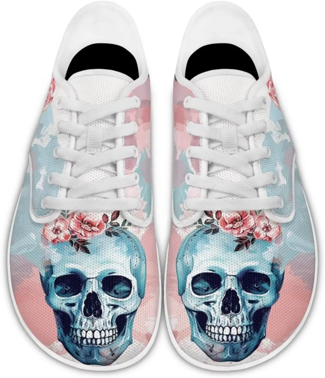 Skull Barefoot Shoes for Women Men Wide Toe Minimalist Walking Shoes Slip on Zero Drop Sole Cross-Trainer Sneakers