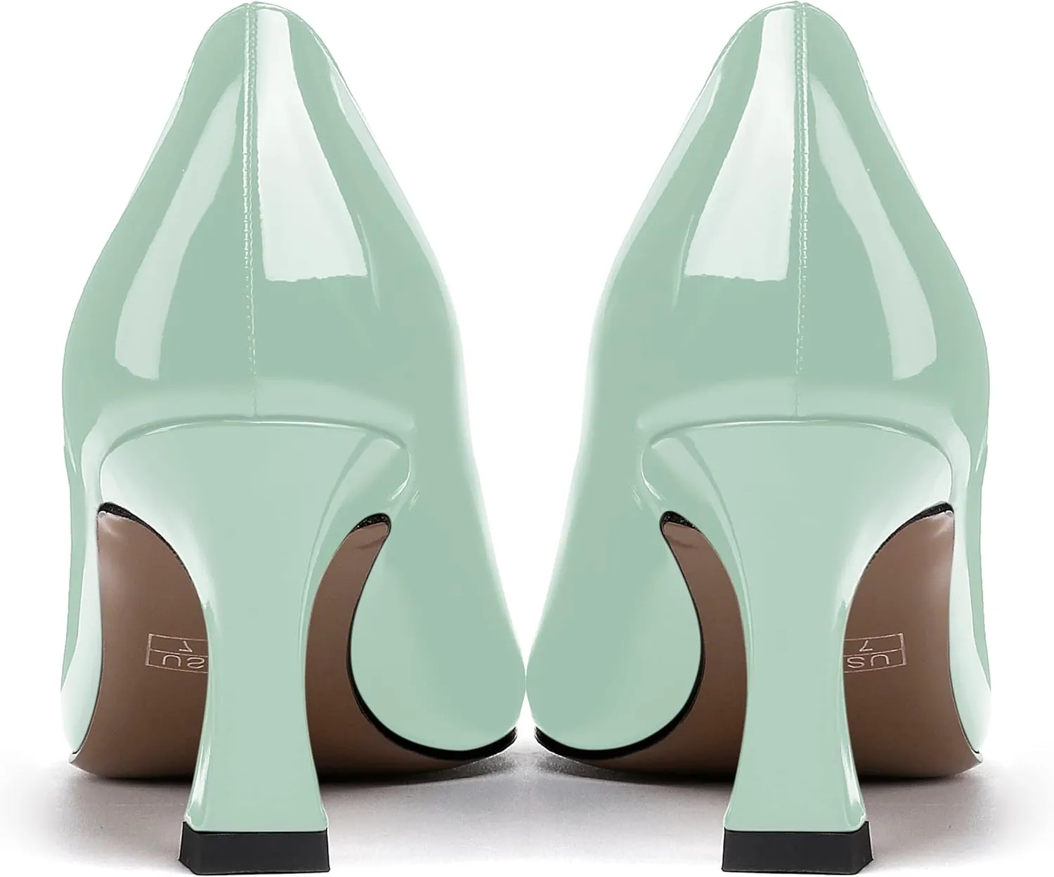 SKYSTERRY Women's Casual Round Toe Patent Bow Slip On Wedding Spool Mid Heel Pumps Shoes 2.5 Inch