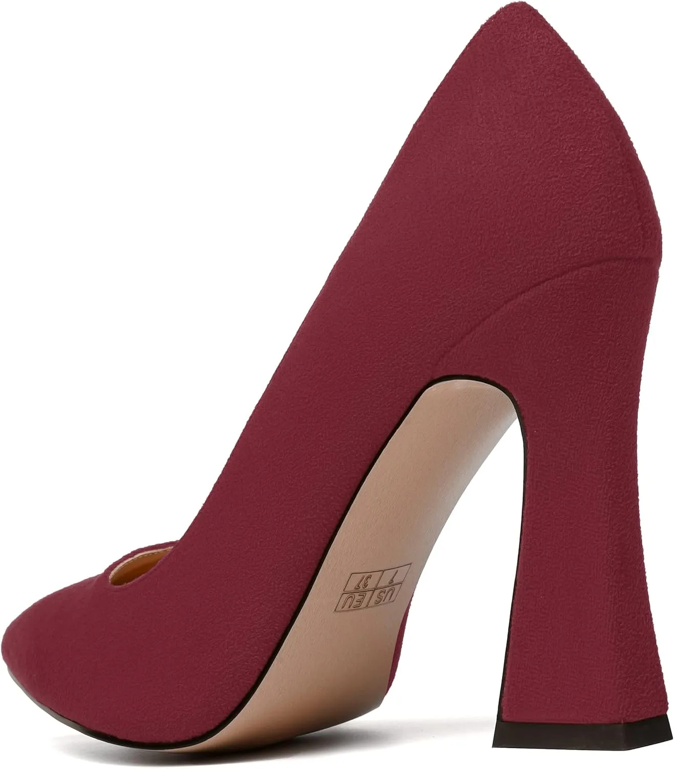SKYSTERRY Womens Office Suede Slip On Casual Pointed Toe Spool High Heel Pumps Shoes 4 Inch