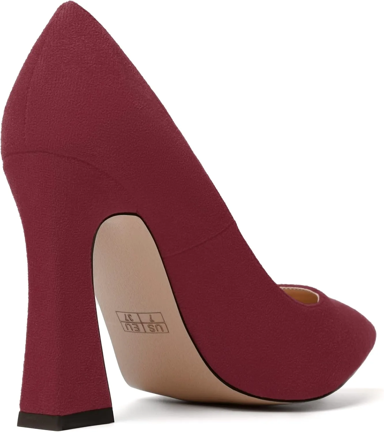 SKYSTERRY Womens Office Suede Slip On Casual Pointed Toe Spool High Heel Pumps Shoes 4 Inch